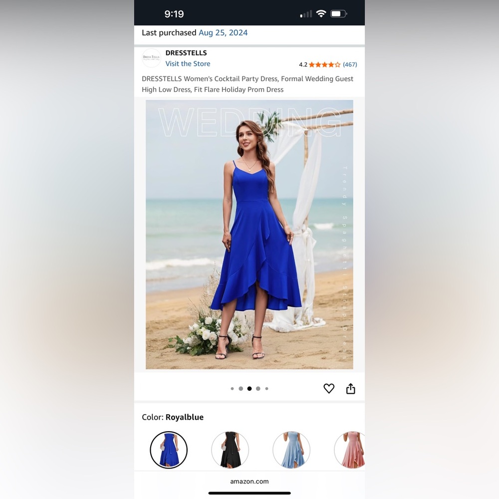 DRESSTELLS Women's Royal Blue High Low Dress